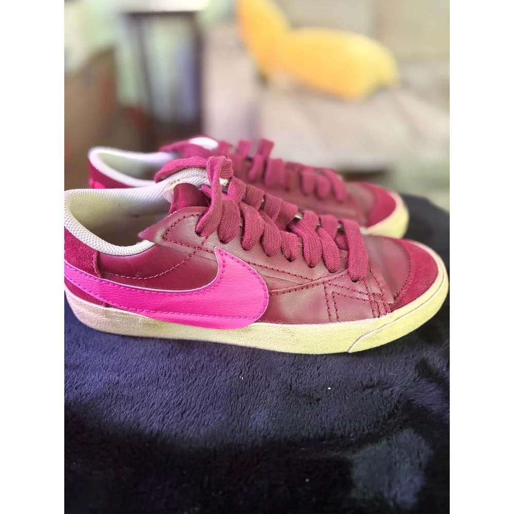 Nike Blazer Low 77 Beetroot Pink Prime Burgundy Leather Sneak DQ1470600 Mens 10